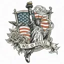 American flag with eagle and Statue of Liberty with we the people full sleeve tattoo design idea