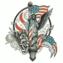 American flag with eagle and Statue of Liberty with we the people full sleeve tattoo design idea