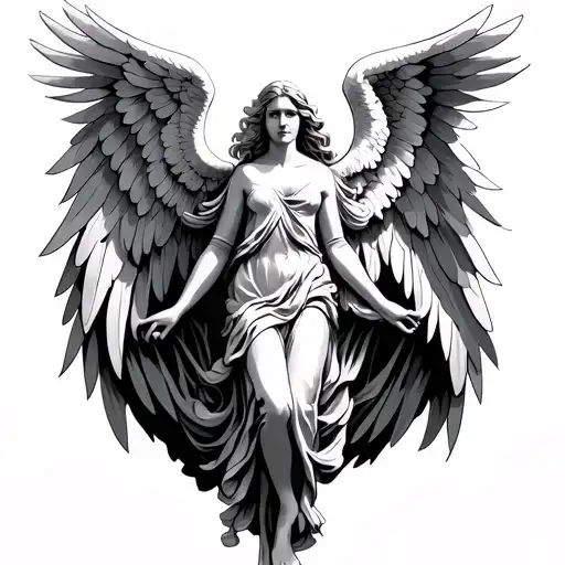 guardian angel with wings tattoo design idea