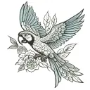 macaw flying away tattoo design idea