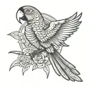 macaw flying away tattoo design idea