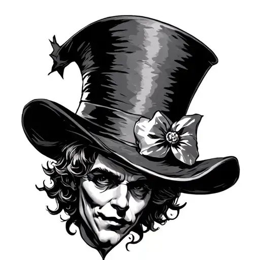 mad hatter hat dark side tattoo design idea