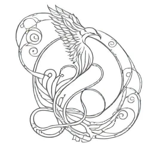 stethoscope forming phoenix tattoo design idea