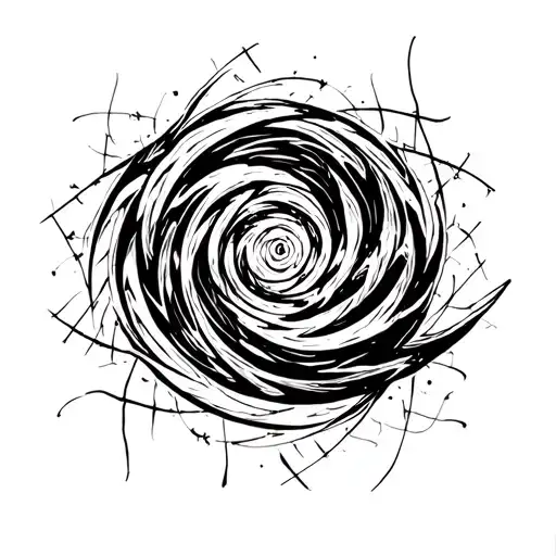 simple Asymmetrical symbol of Chaos swirled in vortex tattoo design idea