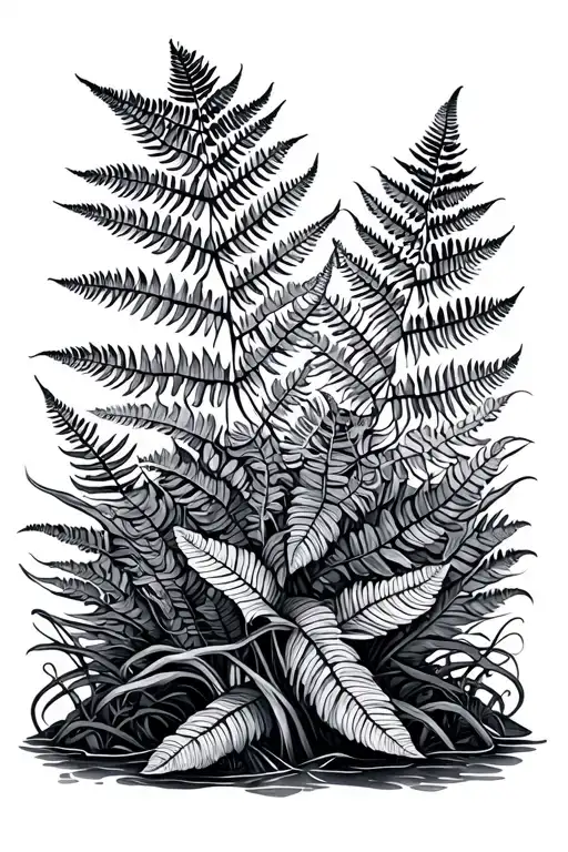 fern and bull kelp forest from Pacific Northwest tattoo design idea