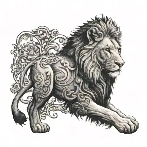 Cross Psalm 23 Lion and Lamb tattoo design idea