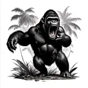 gorilla screaming with jungle back ground blank tattoo design idea