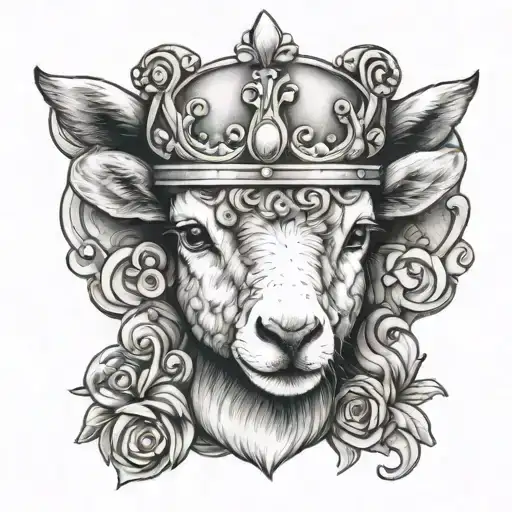 Lamb With Crown tattoo design idea