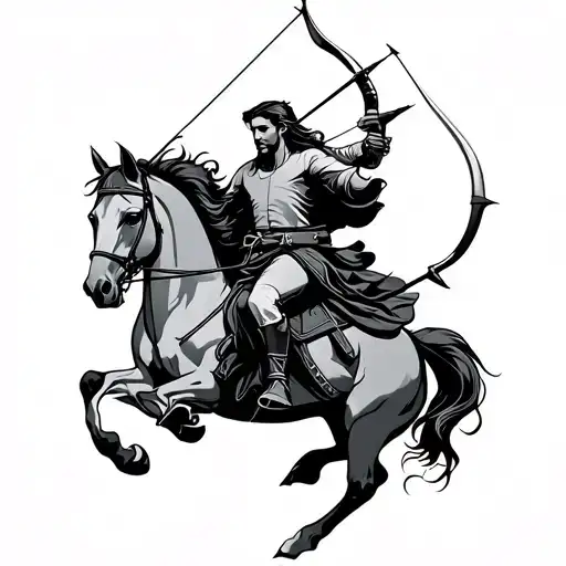 Sagittarius archer riding tattoo design idea