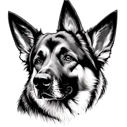 fine line german shepherd dog tattoo design idea