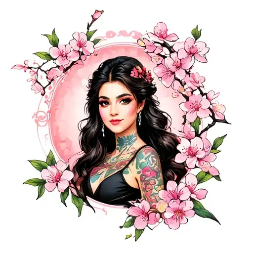 brenda with cherry blossom tattoo design idea