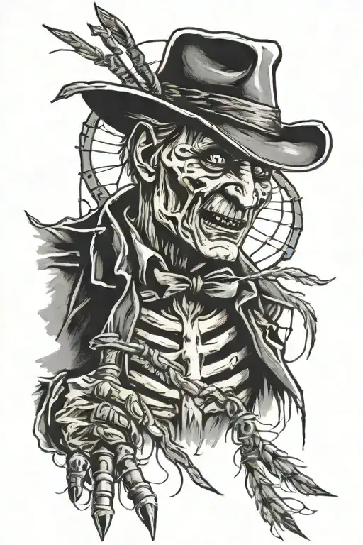 Freddy Krueger  dream catcher tattoo design idea
