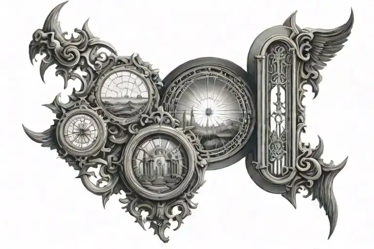 heavens gate and heavens window incorporating elements tattoo design idea