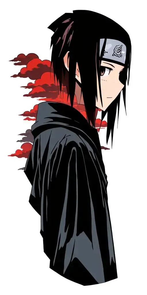 itachi tattoo design  w some color and the akatsuki clouds tattoo design idea