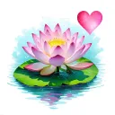 lotus on lily pad with heart underwater  tattoo design idea