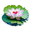 lotus on lily pad with heart underwater  tattoo design idea