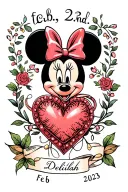 "Delilah feb. 2nd 2023" mini mouse heart shaped tattoo design idea