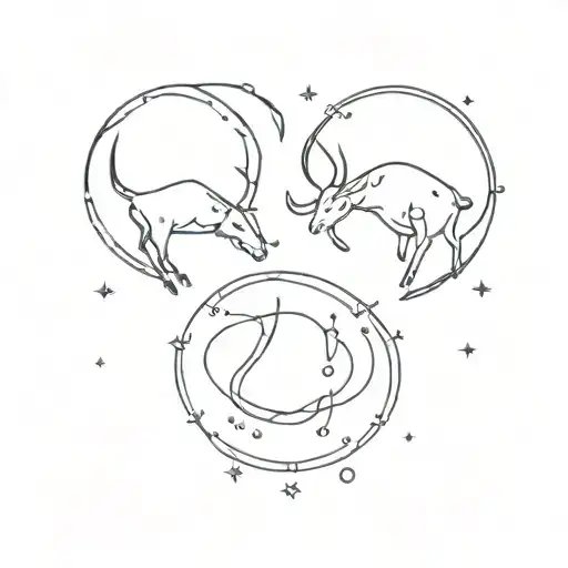 Aries and capricorn constellation tattoo design idea