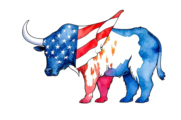 Chicago flag intertwined with bull vs bear stock market tattoo design idea