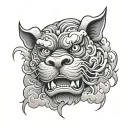 fu dog face,clouds tattoo design idea