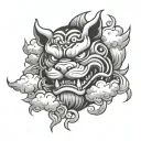 fu dog face,clouds tattoo design idea