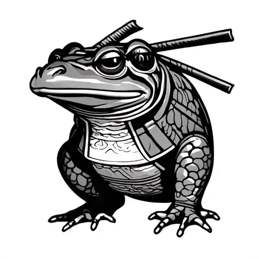 Japanese samurai frog tattoo design idea