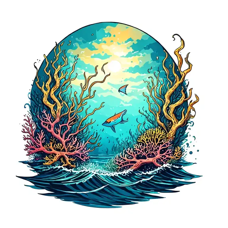 ocean reef tattoo design idea