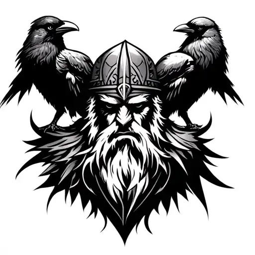 Viking with crows tattoo design idea