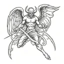 Demon kills angel tattoo design idea