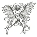 Demon kills angel tattoo design idea