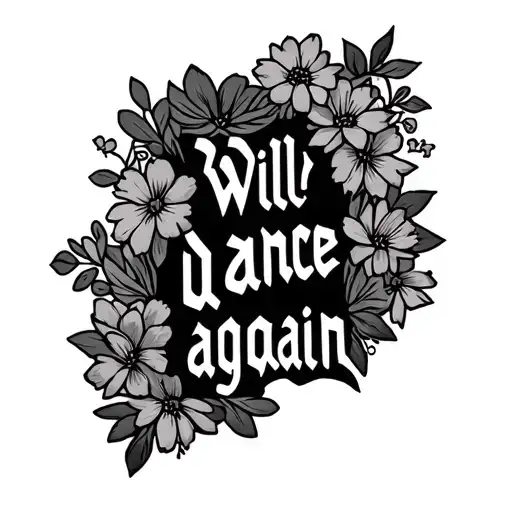 Mexican flowers in the shape of Israel with the words "We will dance again" in Hebrew tattoo design idea