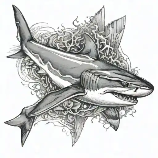 black tip reef shark tattoo design idea