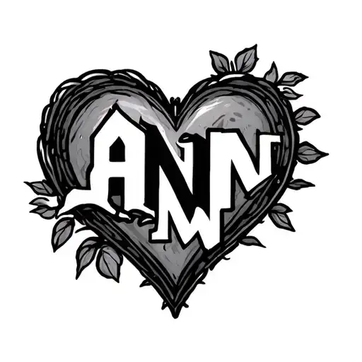 A N M in a heart shape tattoo design idea