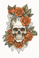 skull end roses  tattoo design idea