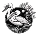 breastfeeding and motherhood and pelican and tree of life and universe tattoo design idea
