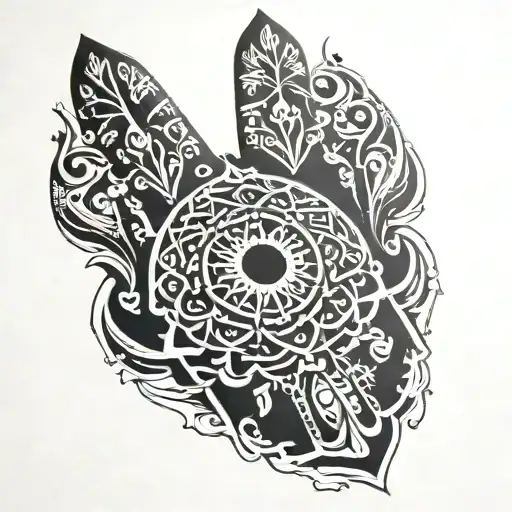 hand of Fatima avec écriture خالد tattoo design idea