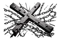 chain being broken by the cross tattoo design idea