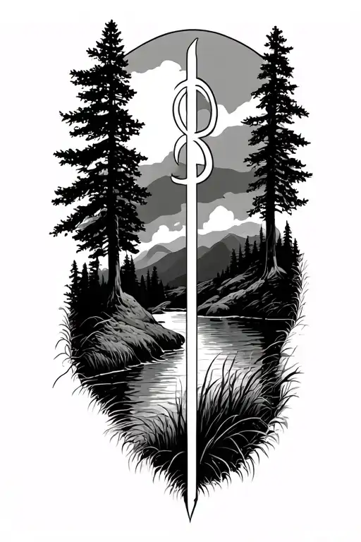 German, Runes, Freedom, Forest, River, Grassland, Hills tattoo design idea