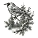 pinetrees and birds  tattoo design idea
