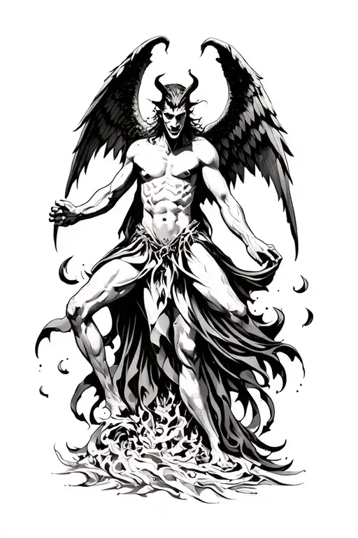 devil fighting angel tattoo design idea