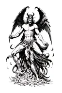 devil fighting angel tattoo design idea