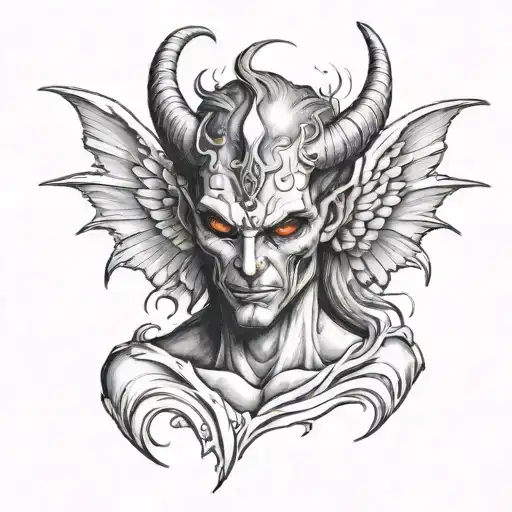 demon with an angel's face tattoo design idea