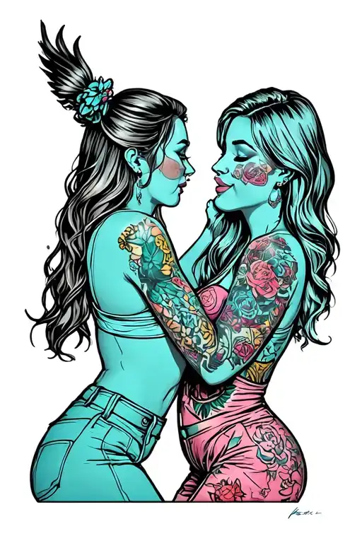 Lesbian Make Love tattoo design idea