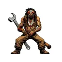 "Indigenous Plumbing " dreadlock Native American plumber holding a wrench tattoo design idea