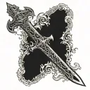 celestial sword tattoo design idea