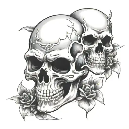 skull and ghostface mask tattoo design idea
