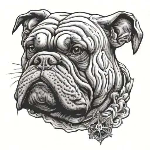 marine bulldog wearing tattoo design idea