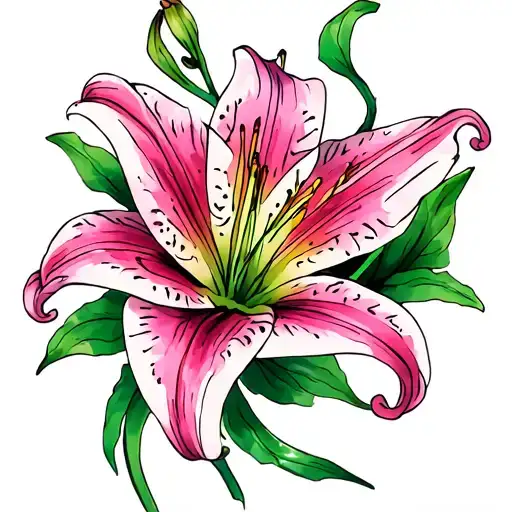 Lily flower tattoo design idea