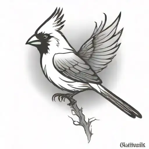 cardinal flying silhouette tattoo design idea