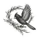 cardinal flying silhouette tattoo design idea